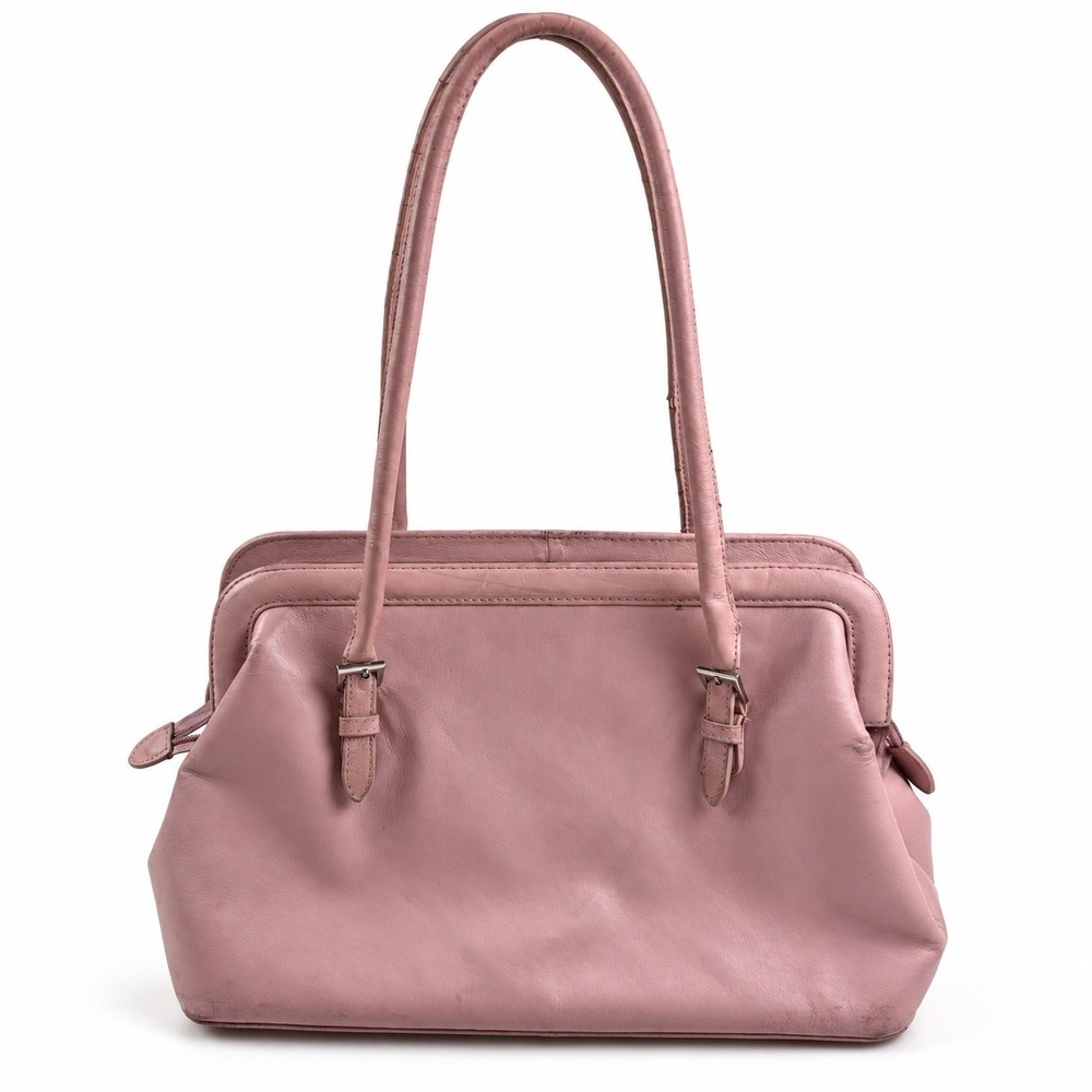 Wilsons Leather Vintage Y2K 2000s Pale Pink Leather Baguette Shoulder Bag Purse